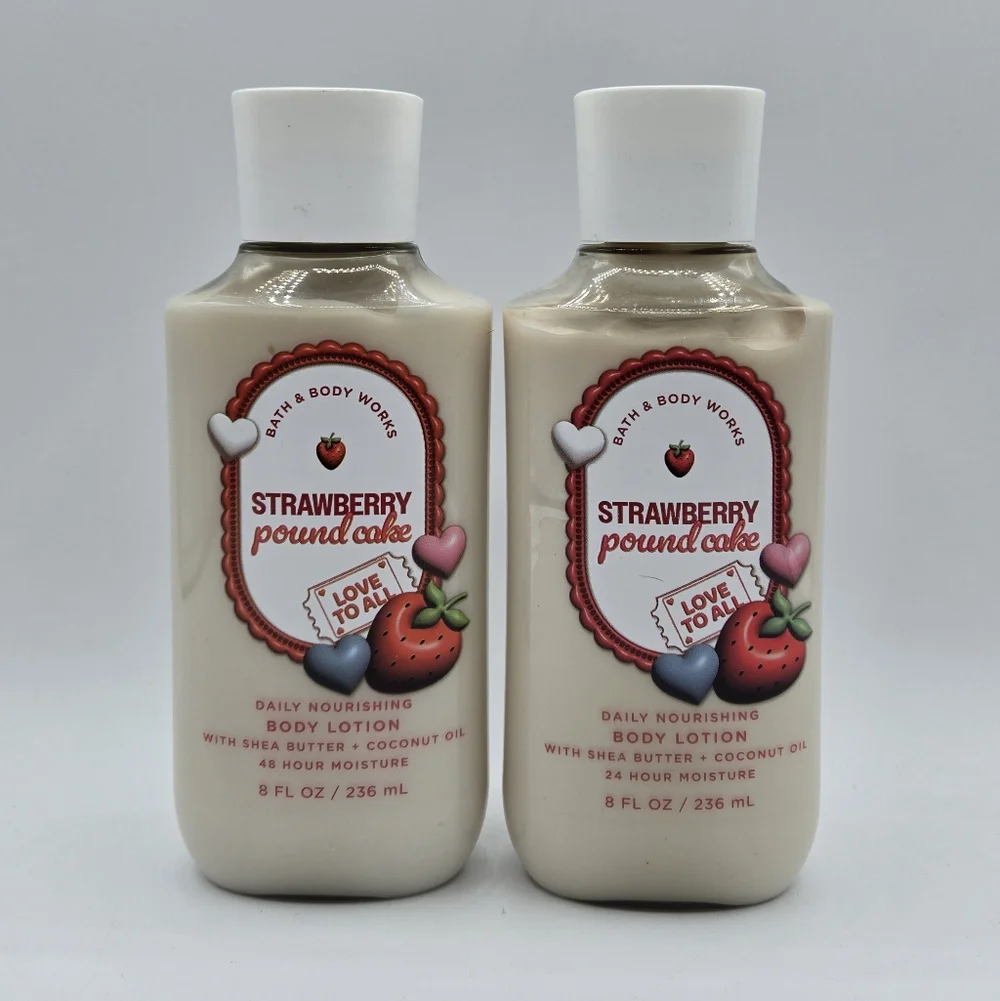 Bath and Body Works Strawberry Pound Cake Body Lotion Bundle Set